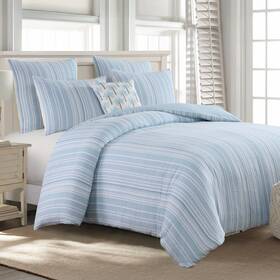 L65720dfqs Levtex Home Boracay Stripe Muslin Full/queen Duvet Cover Set -