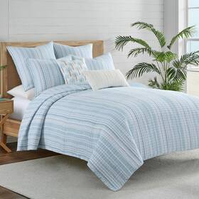 L65720ks Levtex Home Boracay Stripe Muslin Full/queen Quilt Set -