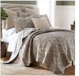 L75500fqs Levtex Home Quilt Set 92 Inch X88 Cotton Full/queen Paisley Taupe Brown 3-pieces