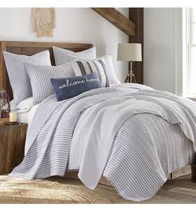 L76201bfqs Levtex Home - Tobago Stripe Blue Quilt Set