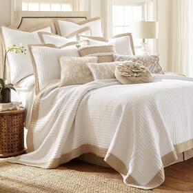 L89400ts Levtex Home Quilt Set Adobe Border 2-pc White Tan Cotton Twin/twin Xl Reversible