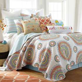 L95701fqs Levtex Home Quilt Set Full/queen 3pc Multi-color Medallion Cotton Reversible
