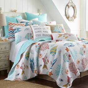 L96100fqs Levtex Home Full/queen Size Quilt Set Cotton Reversible Multi-colored 3-pcs