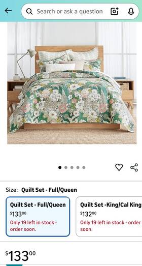Sal25 Levtex Home Bettina Floral Reversible Cotton Quilt Set Full/queen Teal Blue