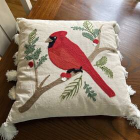 Th51920p-d Levtex Home Joybirds Cardinal Embroidered Tassel Pillow