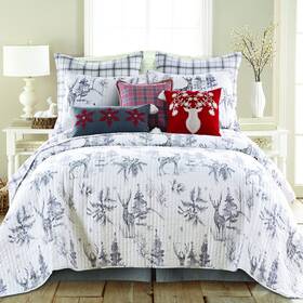 V22541fq Levtex Home - Sleigh Bells Quilt Full/queen Holiday 88x92 Christmas