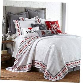 L13720ks Levtex Merry And Bright Collection - Rudolph Quilt Set -/cal Size Christmas King