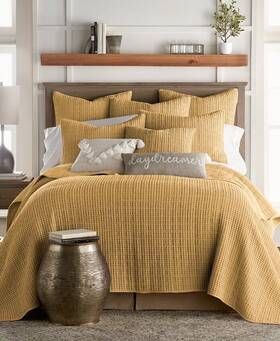 L20641ks Levtex Mills Waffle Textured 3-pc. Quilt Set King/california King-yellow