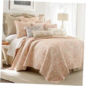 L40805ks Levtex Spruce Quilt Set -/cal 106x92 Inch Two Pillow Shams King Coral