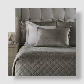 Lq190kte-w Lili Alessandra Gray Chloe Coverlet Steel Velvet King Blanket Quilt Spread