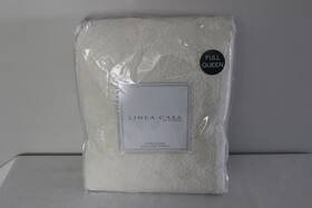 2065785 Linea Casa By Sferra New Full Queen 100% Cotton Stone Washed Matelasse Coverlet