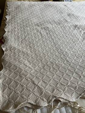 86124 Linea Casa Rn#86124 Portuguese Matelass Cotton-blend Scalloped Coverlet Double 88 Inch X 90