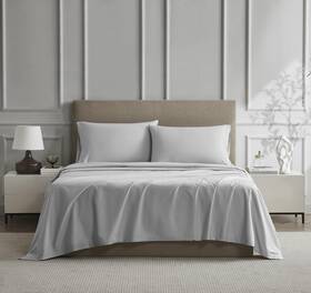 Lc-cs2-ss-lgy-fl Linen Closet 100% Cotton Full Size White 4-piece Sheet Set Cool And Cris