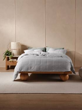 01700m548 Linen House Ryland Quilt Cover Set Grey - Single