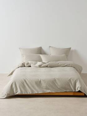 01700n205 Linen House Volley Check Quilt Cover Set Pebble - Single
