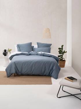 01702g122 Linen House Nara Quilt Cover Set Bluestone - Double