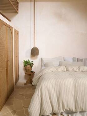 01702l642 Linen House Majorca Quilt Cover Set Natural - Double