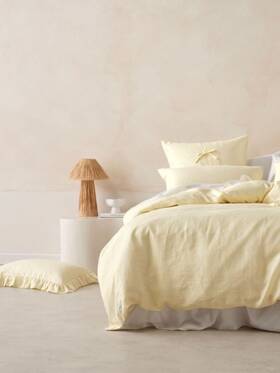 01702l675 Linen House Nimes Lemon Quilt Cover Set - Double