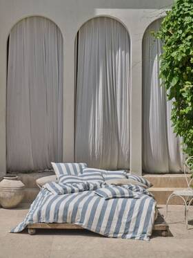 01703l665 Linen House Vintage Stripe Denim Quilt Cover Set - Double
