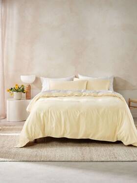 01703m024 Linen House Surf Wash Quilt Cover Set Butter - Queen