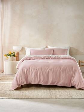 01703m026 Linen House Surf Wash Quilt Cover Set Dusty Rose - Queen