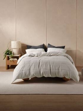 01704m549 Linen House Ryland Quilt Cover Set Pebble - King