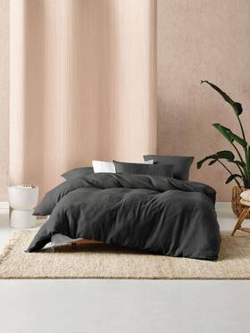 01704m591 Linen House Micro Waffle Quilt Cover Set Charcoal - King