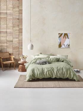 01705h181 Linen House Nimes Quilt Cover Set Wasabi - Super King