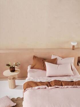 01705l809 Linen House Nimes Duet Quilt Cover Set Rose-cinnamon - Super King