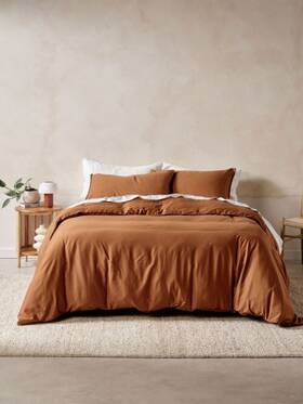 01705m027 Linen House Surf Wash Quilt Cover Set Rust - Super King