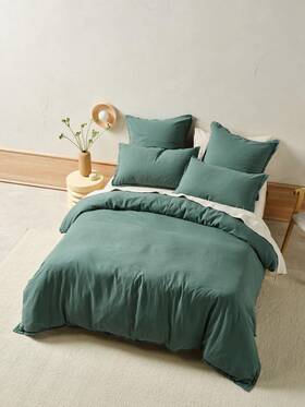 01705m316 Linen House Connie Quilt Cover Set Pine - Super King