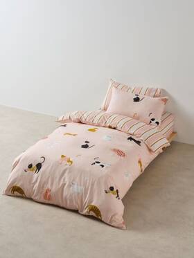 01700n328 Linen House Kids Cats Ftnft Bows Quilt Cover Set - Single