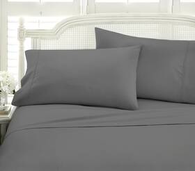 Linen Market 814760025421 Ienjoy Home Embossed 4 Piece Sheet Set California King Chevron Gray