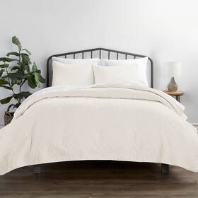 Linen Market 816651024957 3 Piece Ivory Quilt King Size Bed Set - A Lightweight Bedspread And Machine Was