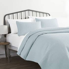 Linen Market 842933134298 3 Piece Pale Blue Quilt Queen Size Bed Set - A Lightweight Bedspread And Mach Inch