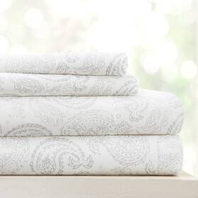 Ieh-4pc-cop-k-gr Linen Market 4 Piece King Sheet Set - Breathable Double-brushed Patterned Co