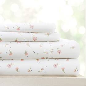 Ieh-4pc-sfl-f-pi Linen Market Double-brushed Patterned Microfiber Full Sheet Set 4 Piece