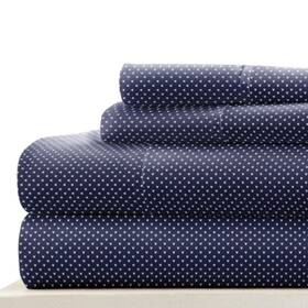 Lm-4pc-17-1 Linen Market Double-brushed Patterned Microfiber California King Sheet Set 4