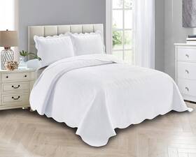 Linen Plus 445047977930 Luxury Oversized Coverlet Embossed Bedspread Set Solid White King/cal