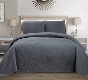 Linen Plus 665752434147 Collection 3 Pieces Full/queen Over Size Embossed Coverlet Bedspre