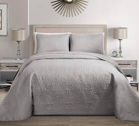 Linen Plus 665752434222 Collection 3 Pieces Full/queen Over Size Embossed Coverlet Bedspread Set Soli