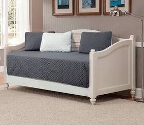 Linen Plus 665752435939 5pc Daybed Cover Solid Embossed Bedspread New Charcoal/silver