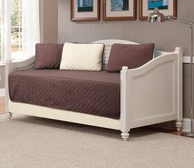 Linen Plus 665752435960 5pc Daybed Cover Solid Embossed Bedspread New Coffee Brown/beige
