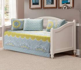 Linen Plus 665752439876 5pc Daybed Cover Set Quilted Bedspread New Yellow/grey