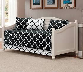 8541804125 Linen Plus 5pc Daybed Cover Set Quilted Bedspread New Black/white