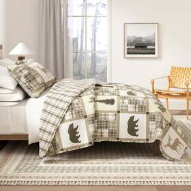 Ec700358 Linery & Co. Great Bay Home Twin Quilt Set Cabin Lodge Rv Guest Rm Farming Country Southwest Red Black 3pc