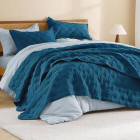 Litanika 265109227527 Queen Size Quilt Bedding Set Teal Full Lightweight Comforter Bedspreads Coverl
