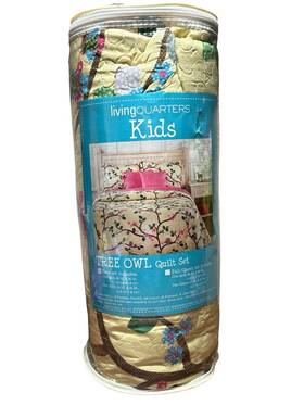 Livingquarters 884582987511 Living Quarters Kids Tree Owl Quilt/sham Twin Set 2 Pc Yellow Unused Msrp 130