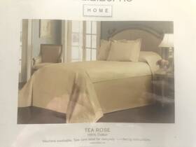 Liz Claiborne 085989501793 Tea Rose Gold Queen Bedspread And Standard Shams 100% Cotton Nos/nwt