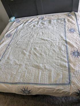 Oxh92 Ll Bean Vtg Nautical Star Patchwork Reversible Quilt Twin Size